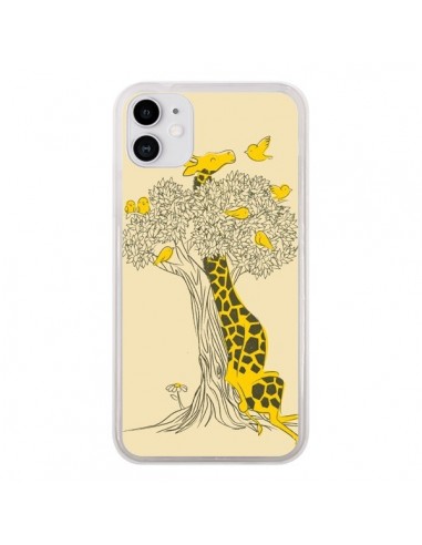 Coque iPhone 11 Girafe Amis Oiseaux - Jay Fleck