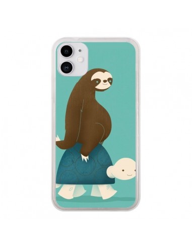 Coque iPhone 11 Tortue Taxi Singe Slow Ride - Jay Fleck