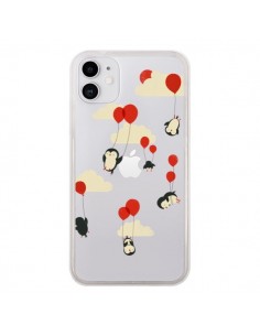 Coque iPhone 11 Pingouin Ciel Ballons Transparente - Jay...