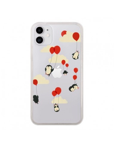 Coque iPhone 11 Pingouin Ciel Ballons Transparente - Jay Fleck