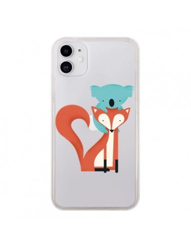 Coque iPhone 11 Renard et Koala Love Transparente - Jay Fleck