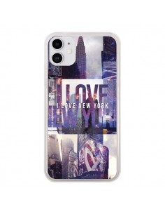 Coque iPhone 11 I love New Yorck City violet - Javier...