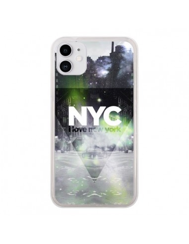 Coque iPhone 11 I Love New York City Vert - Javier Martinez