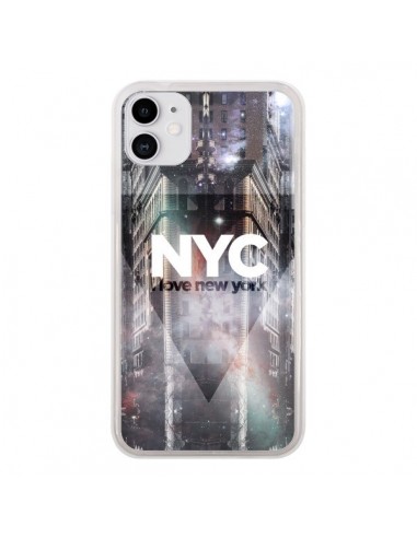 Coque iPhone 11 I Love New York City Violet - Javier Martinez