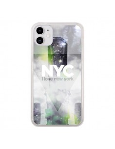 Coque iPhone 11 I Love New York City Gris Vert - Javier...