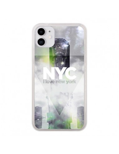 Coque iPhone 11 I Love New York City Gris Vert - Javier Martinez