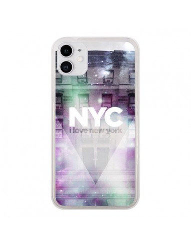 Coque iPhone 11 I Love New York City Violet Vert - Javier Martinez