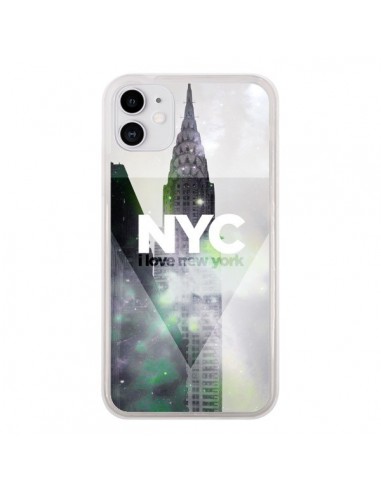 Coque iPhone 11 I Love New York City Gris Violet Vert - Javier Martinez