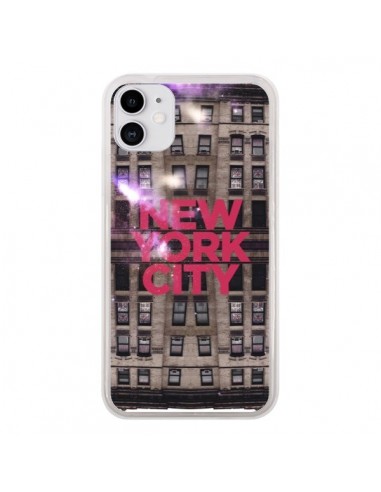 Coque iPhone 11 New York City Buildings Rouge - Javier Martinez