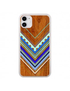 Coque iPhone 11 Azteque Arbutus Blue Bois Aztec Tribal -...