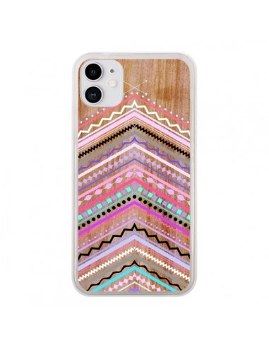 Coque iPhone 11 Purple Chevron Wild Wood Bois Azteque Aztec Tribal - Jenny Mhairi