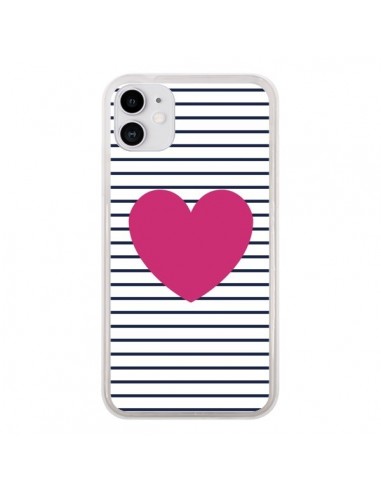 Coque iPhone 11 Coeur Traits Marin - Jonathan Perez