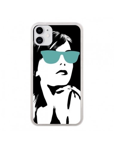 Coque iPhone 11 Fille Lunettes Bleues - Jonathan Perez