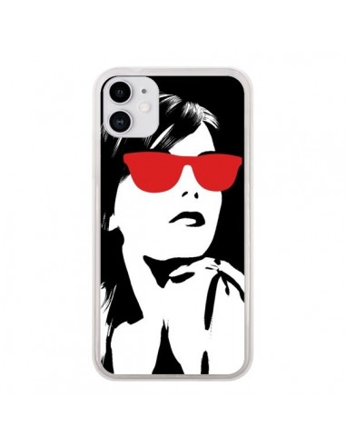 Coque iPhone 11 Fille Lunettes Rouges - Jonathan Perez