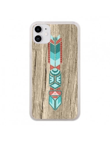 Coque iPhone 11 Totem Tribal Azteque Bois Wood - Jonathan Perez