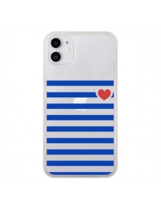 Coque iPhone 11 Mariniere Coeur Love Transparente -...