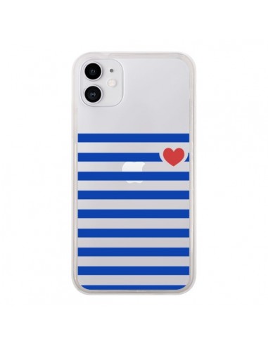 Coque iPhone 11 Mariniere Coeur Love Transparente - Jonathan Perez