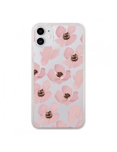 Coque iPhone 11 Fleurs Roses Flower Transparente - Dricia Do