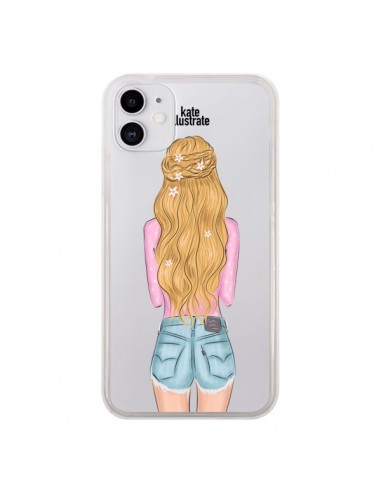 Coque iPhone 11 Blonde Don't Care Transparente - kateillustrate