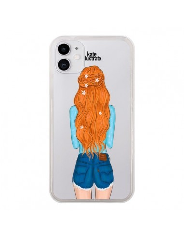 Coque iPhone 11 Red Hair Don't Care Rousse Transparente - kateillustrate