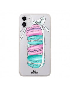 Coque iPhone 11 Macarons Pink Mint Rose Transparente -...
