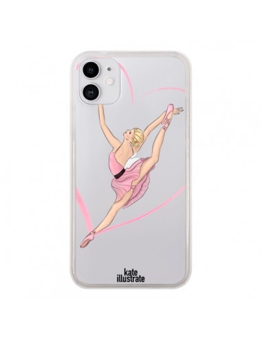 Coque iPhone 11 Ballerina Jump In The Air Ballerine Danseuse Transparente - kateillustrate