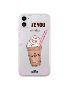 Coque iPhone 11 I love you More Than Coffee Glace Amour...