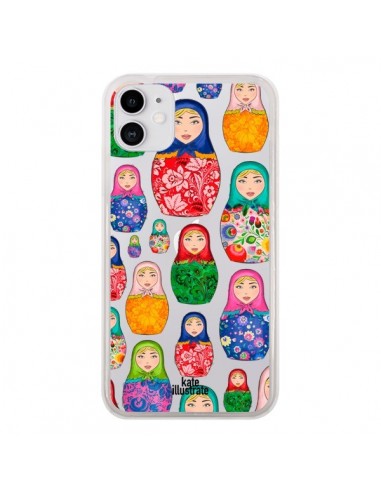 Coque iPhone 11 Matryoshka Dolls Poupées Russes Transparente - kateillustrate