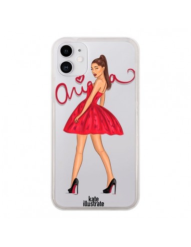 Coque iPhone 11 Ariana Grande Chanteuse Singer Transparente - kateillustrate