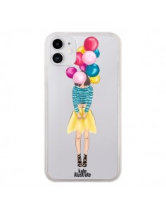 Coque iPhone 11 Girls Balloons Ballons Fille Transparente...
