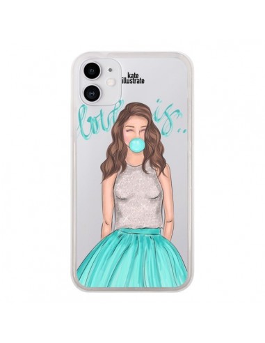 Coque iPhone 11 Bubble Girls Tiffany Bleu Transparente - kateillustrate