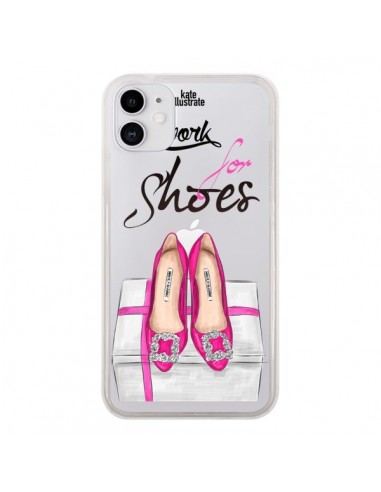 Coque iPhone 11 I Work For Shoes Chaussures Transparente - kateillustrate