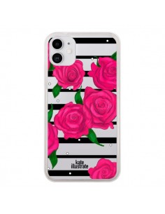 Coque iPhone 11 Roses Rose Fleurs Flowers Transparente -...