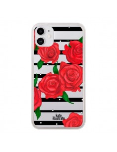 Coque iPhone 11 Red Roses Rouge Fleurs Flowers...