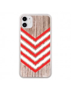 Coque iPhone 11 Tribal Aztèque Bois Wood Flèche Rouge...