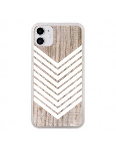 Coque iPhone 11 Tribal Aztèque Bois Wood Flèche Blanc -...
