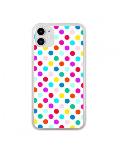 Coque iPhone 11 Pois Multicolores - Laetitia