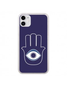 Coque iPhone 11 Main de Fatma Oeil Bleu - Laetitia