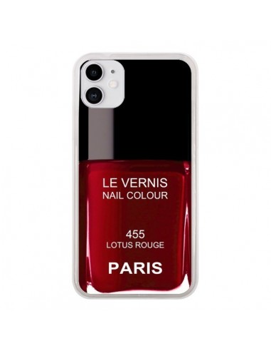 Coque iPhone 11 Vernis Paris Lotus Rouge - Laetitia