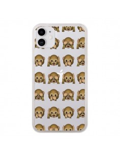 Coque iPhone 11 Singe Monkey Emoticone Emoji Transparente...