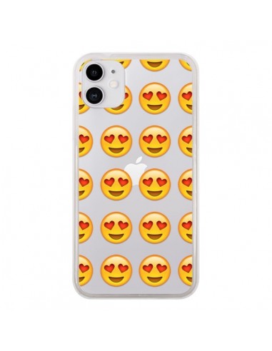 Coque iPhone 11 Love Amoureux Smiley Emoticone Emoji Transparente - Laetitia