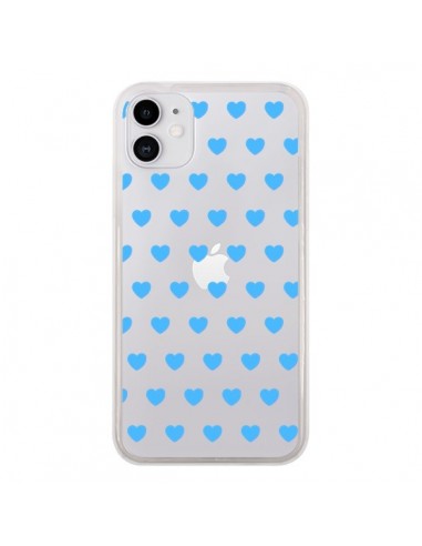 Coque iPhone 11 Coeur Heart Love Amour Bleu Transparente - Laetitia