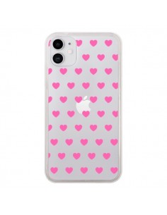 Coque iPhone 11 Coeur Heart Love Amour Rose Transparente...
