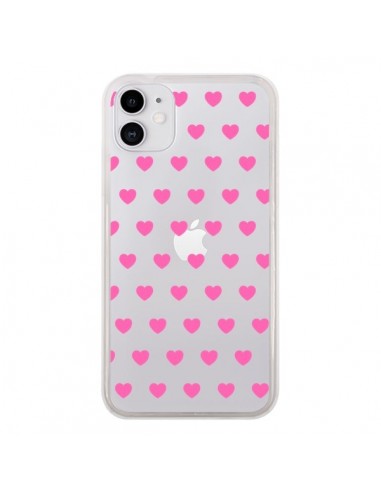 Coque iPhone 11 Coeur Heart Love Amour Rose Transparente - Laetitia
