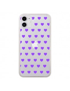 Coque iPhone 11 Coeur Heart Love Amour Violet...