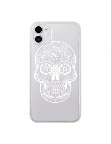 Coque iPhone 11 Tête de Mort Mexicaine Blanche Transparente - Laetitia