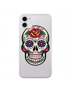 Coque iPhone 11 Tête de Mort Mexicaine Fleurs...