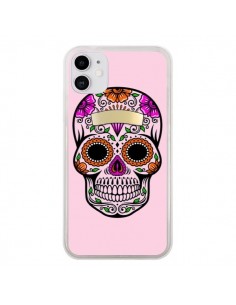 Coque iPhone 11 Tête de Mort Mexicaine Rose Multicolore -...