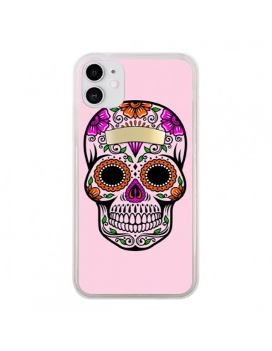 Coque iPhone 11 Tête de Mort Mexicaine Rose Multicolore - Laetitia