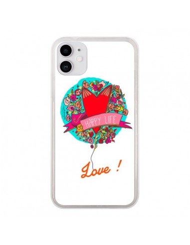 Coque iPhone 11 Love Happy Life - Leellouebrigitte